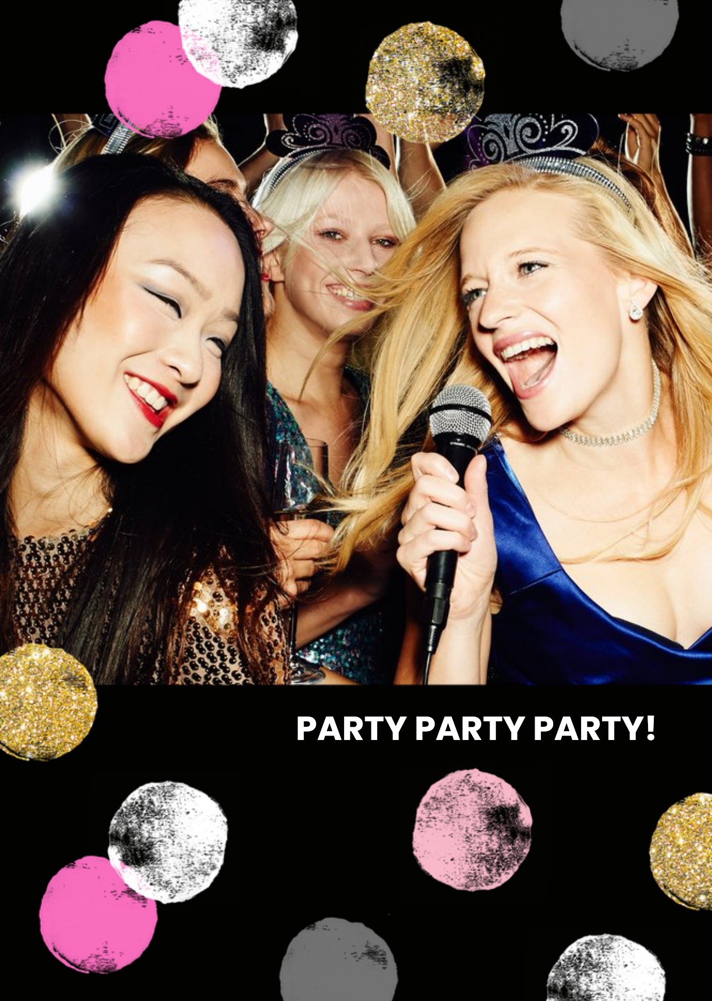 Moonpig Polka Dots Party Personalised Photo Upload Happy Birthday Card
