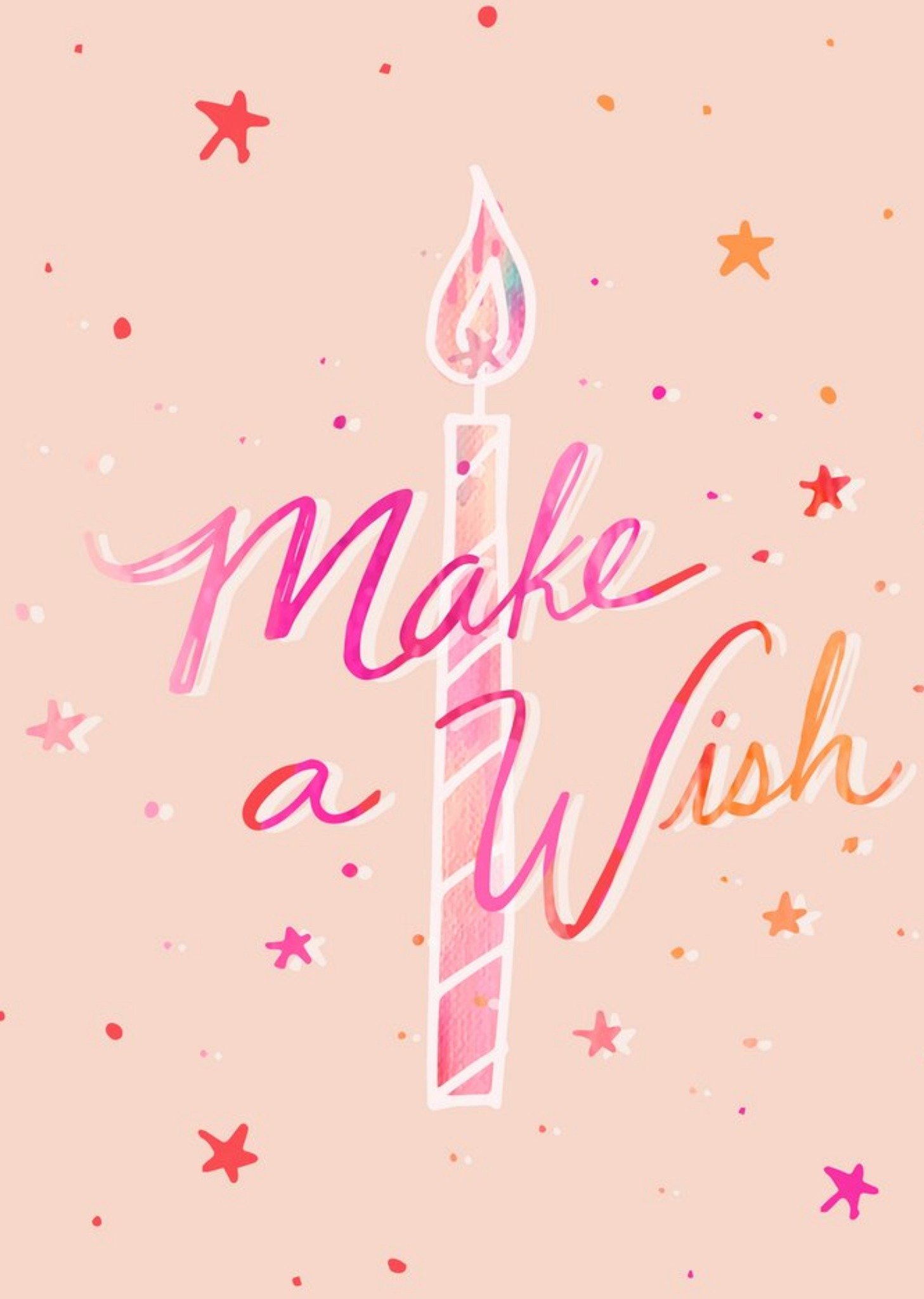 Moonpig Handwritten Typography With A Candle Make A Wish Birthday Card