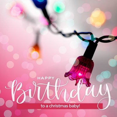 Tree Lights Christmas Baby Personalised Birthday Card