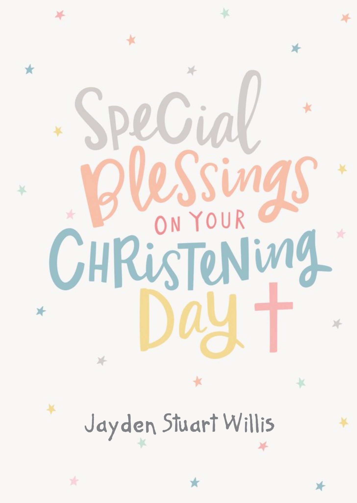 Moonpig Cute Colourful Lettering Christening Male Female Arty Card