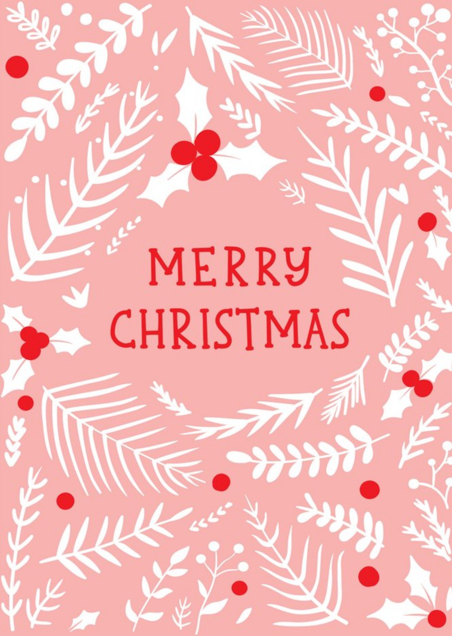 Moonpig Modern Illustrated Foliage Holly Merry Christmas Card