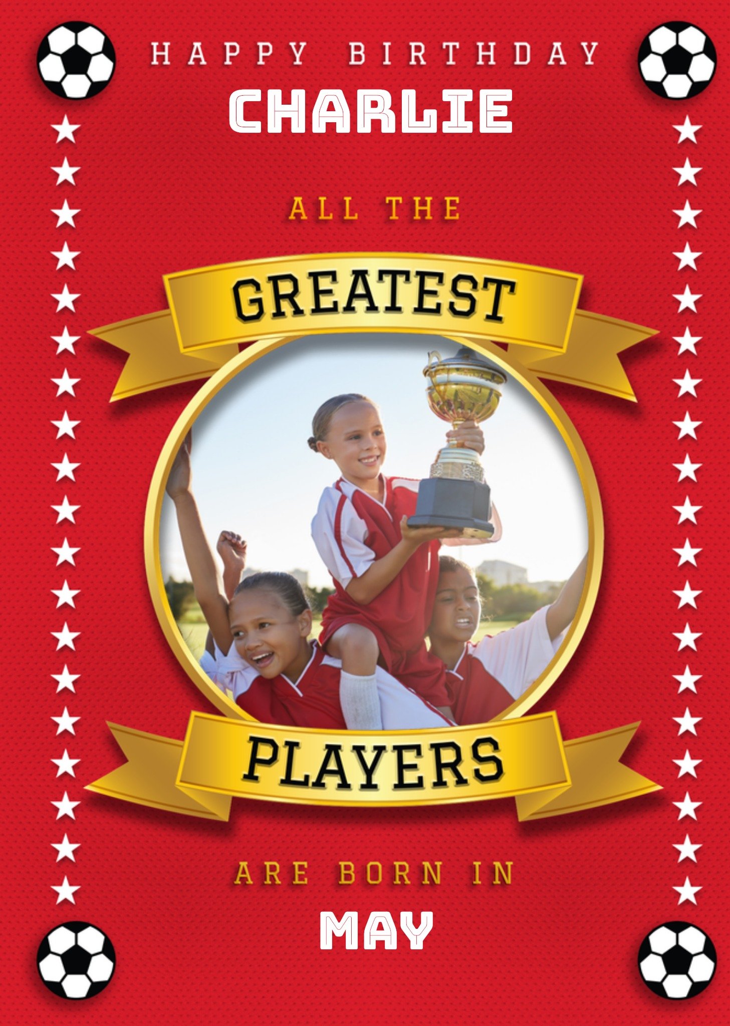 Moonpig Football Legends Photo Upload Birthday Card