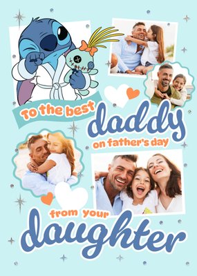 Disney Lilo & Stitch Best Daddy Photo Upload Father's Day Card
