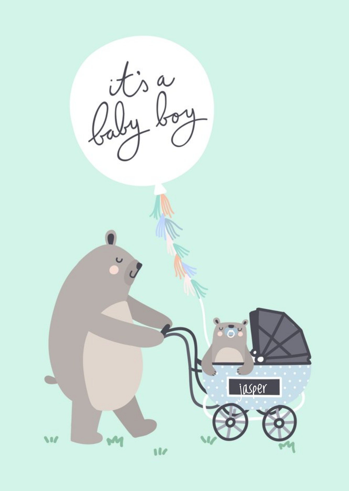 Moonpig Bear Necessities Its A Boy Personalised Text Card