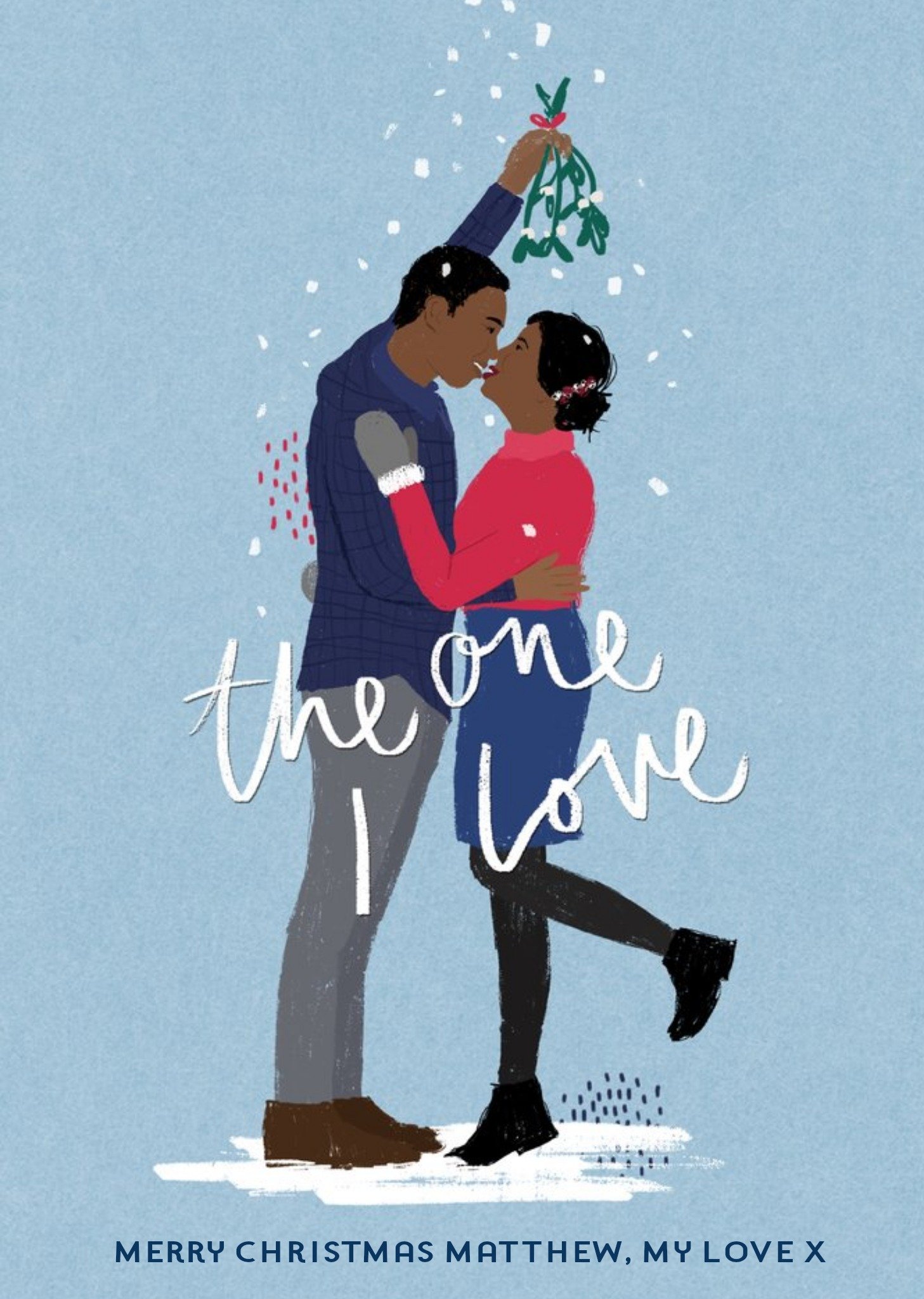 Moonpig Couple Kissing Under The Mistletoe One I Love Chrsitmas Card
