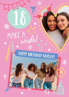 18th Birthday Make A Wish Photo Upload Card