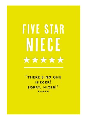 Mungo And Shoddy Funny Typographic Five Star Niece Birthday Card