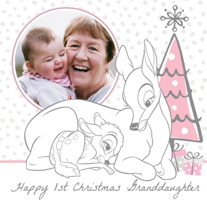 Disney Bambi Personalised Photo Upload Christmas Card For Granddaughter