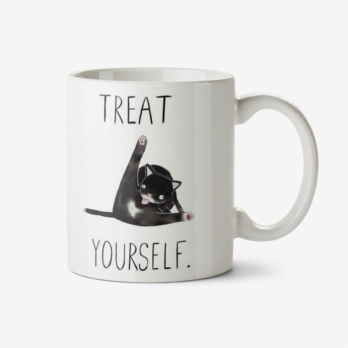 Jolly Awesome Treat Yourself Funny Cat mug