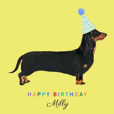 Dachshund Dog Illustration Personalised Birthday Card