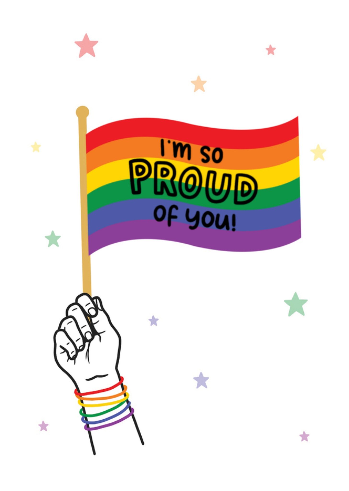 Moonpig Proud Of You Rainbow Flag Pride Card