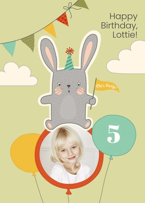 Cartoon Bunny Happy Birthday Photo Card