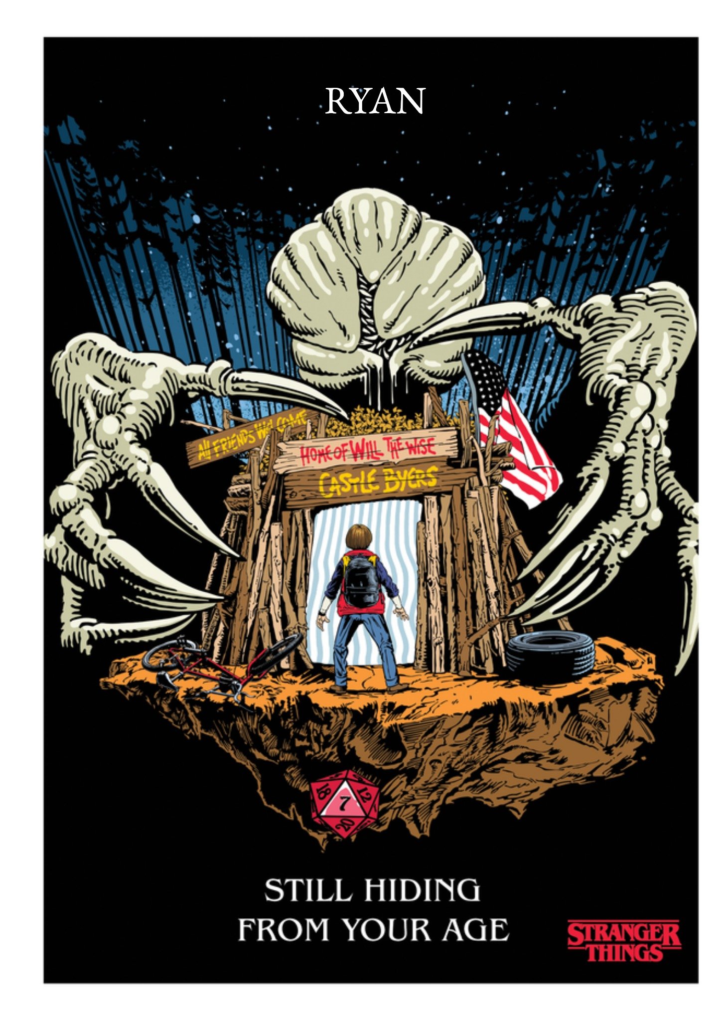 Moonpig Stranger Things Still Hiding From Your Age Illustrated Birthday Card