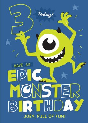 Disney Monsters Inc Mike Wazowski Epic Monster 3rd Birthday Card