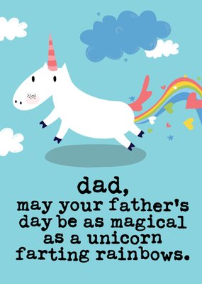 Unicorn Farting Rainbows Father's Day Card