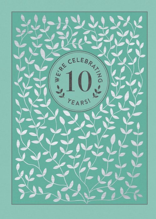 Silver Flowers 10Th Anniversary Party Invitation