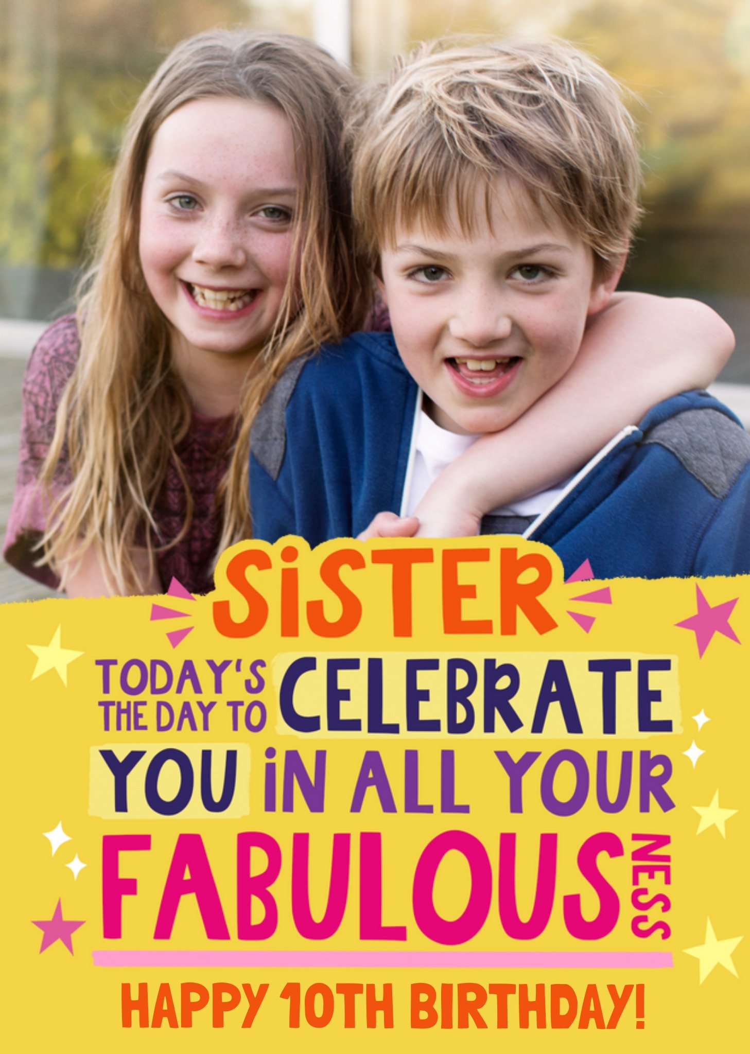 Moonpig Fabulous Sister Photo Upload Birthday Card, Large