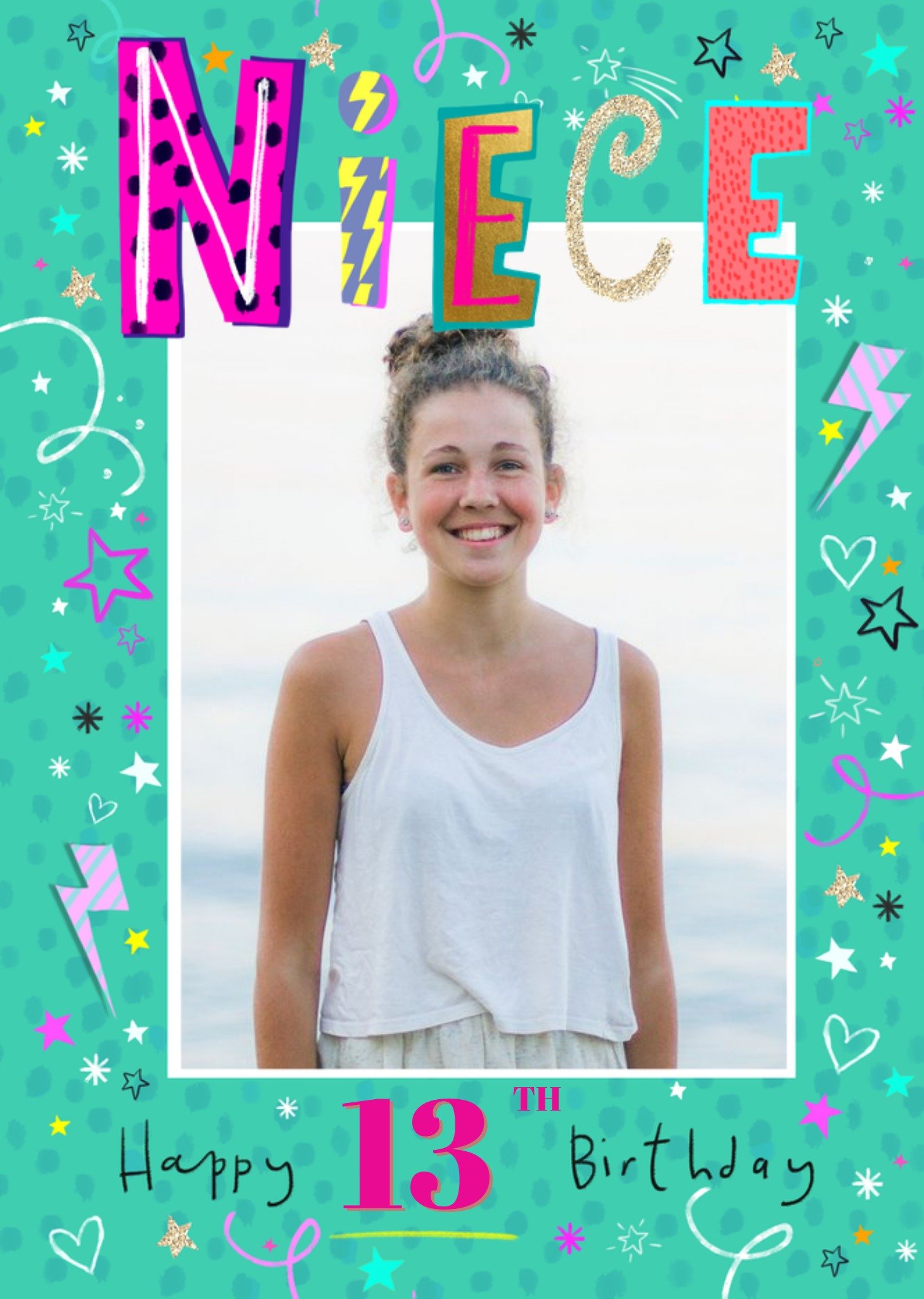 Moonpig Spots And Stars Niece Happy Birthday Photo Upload Birthday Card
