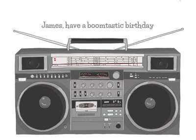 Modern Trendy Retro Illustration Ghettoblaster Personalise Name Card