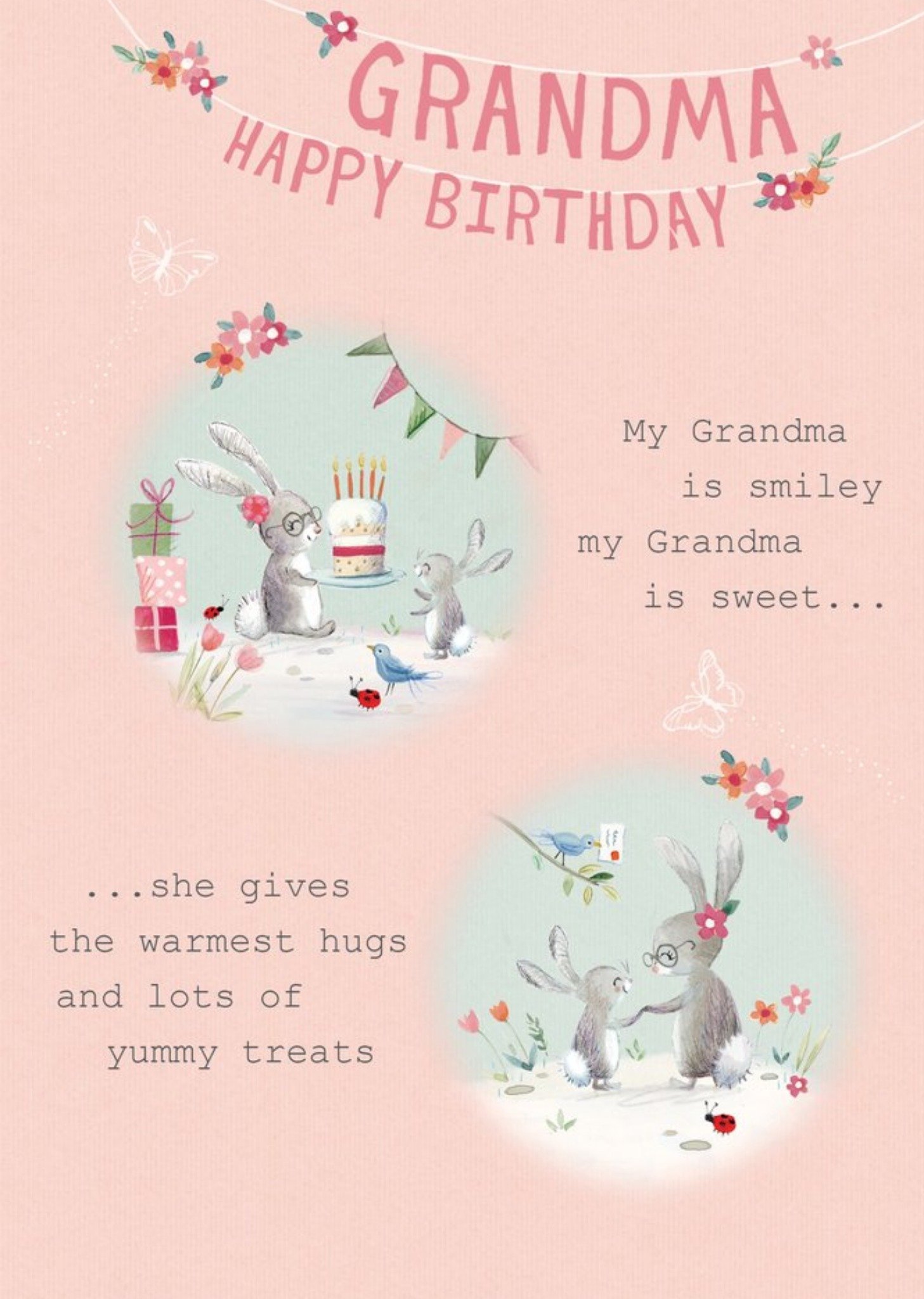 Moonpig Cute Spot Art Illustrations Of Rabbits With A Poem Throughout Grandma's Birthday Card