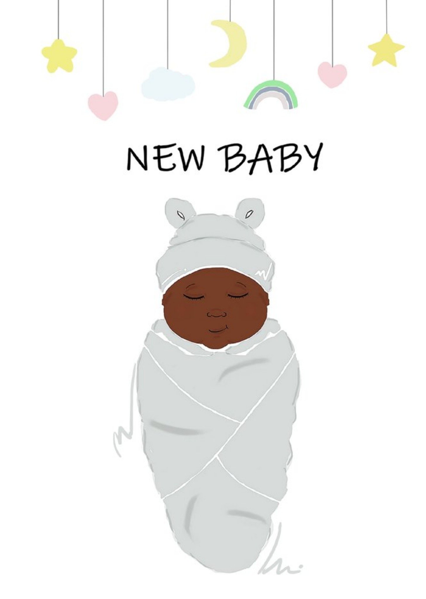 Moonpig Cute New Baby Blue With Mobile Card