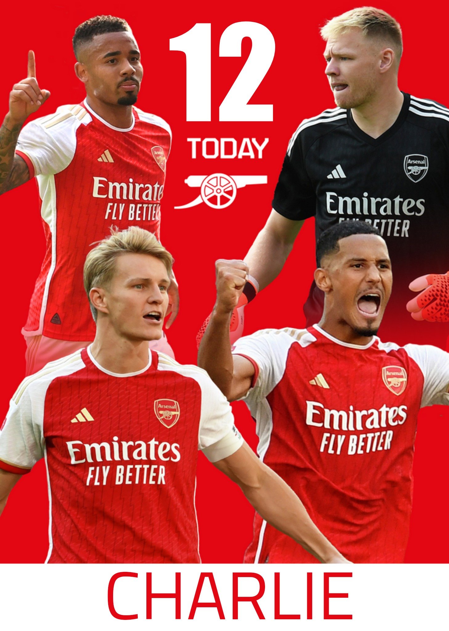 12 Today Arsenal Football Club Badge And Players Birthday Card, Large