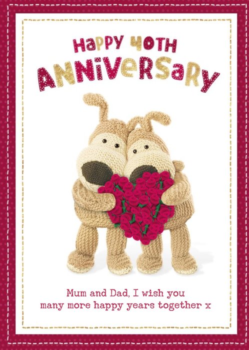 Boofle cute sentimental 40th Ruby Anniversary card for Mum and Dad