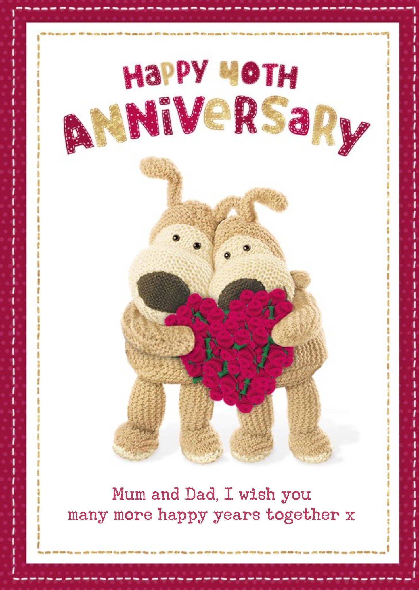 Boofle Cute Sentimental 40th Ruby Anniversary Card For Mum And Dad