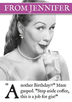 Vintage Photograph Of A Woman Drinking Gin Humorous Birthday Card