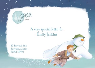 Personalised Letter From The Snowman Christmas Card