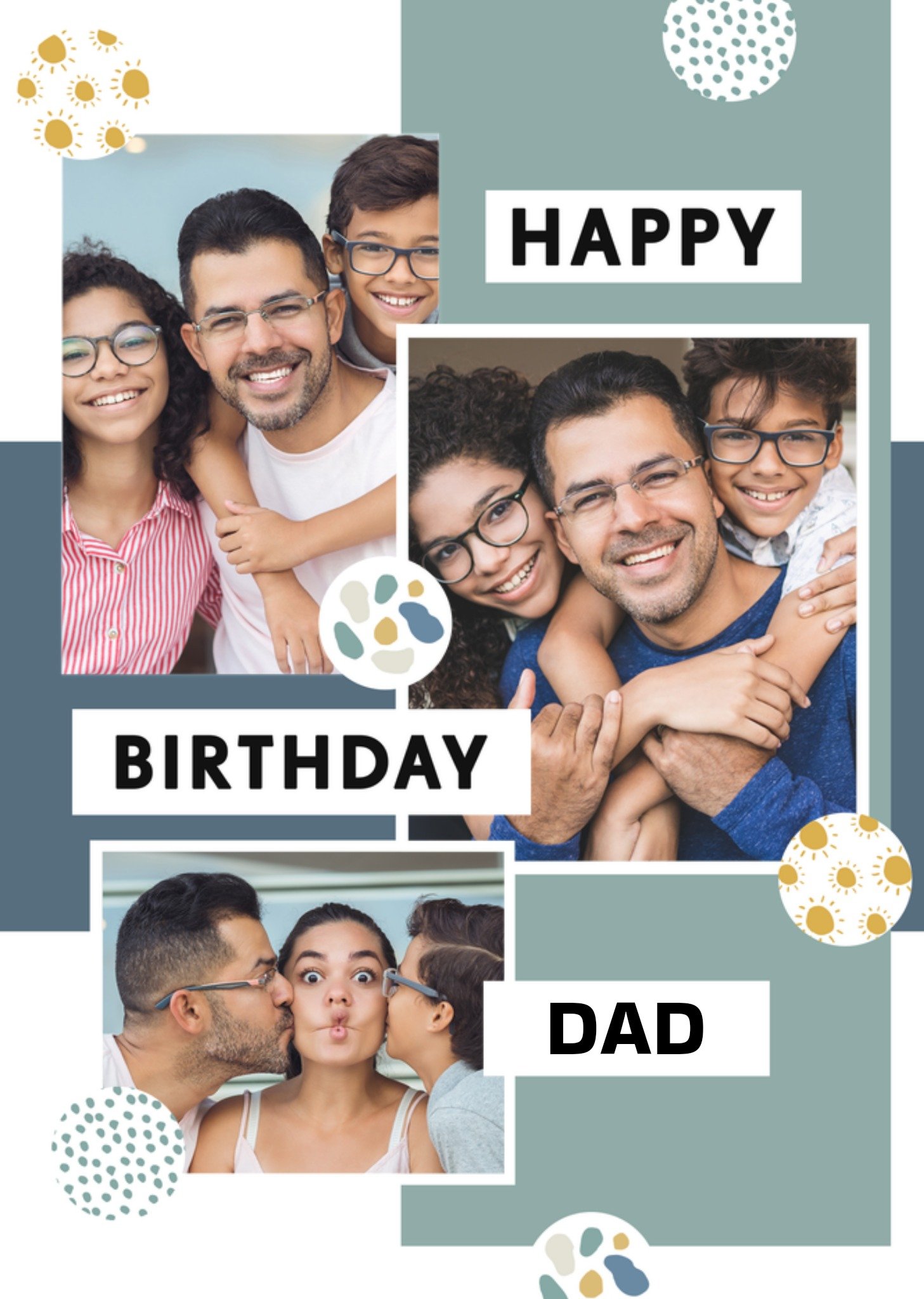 Moonpig Happy Birthday Dad Photo Collage Painted Shapes Photo Upload Birthday Card