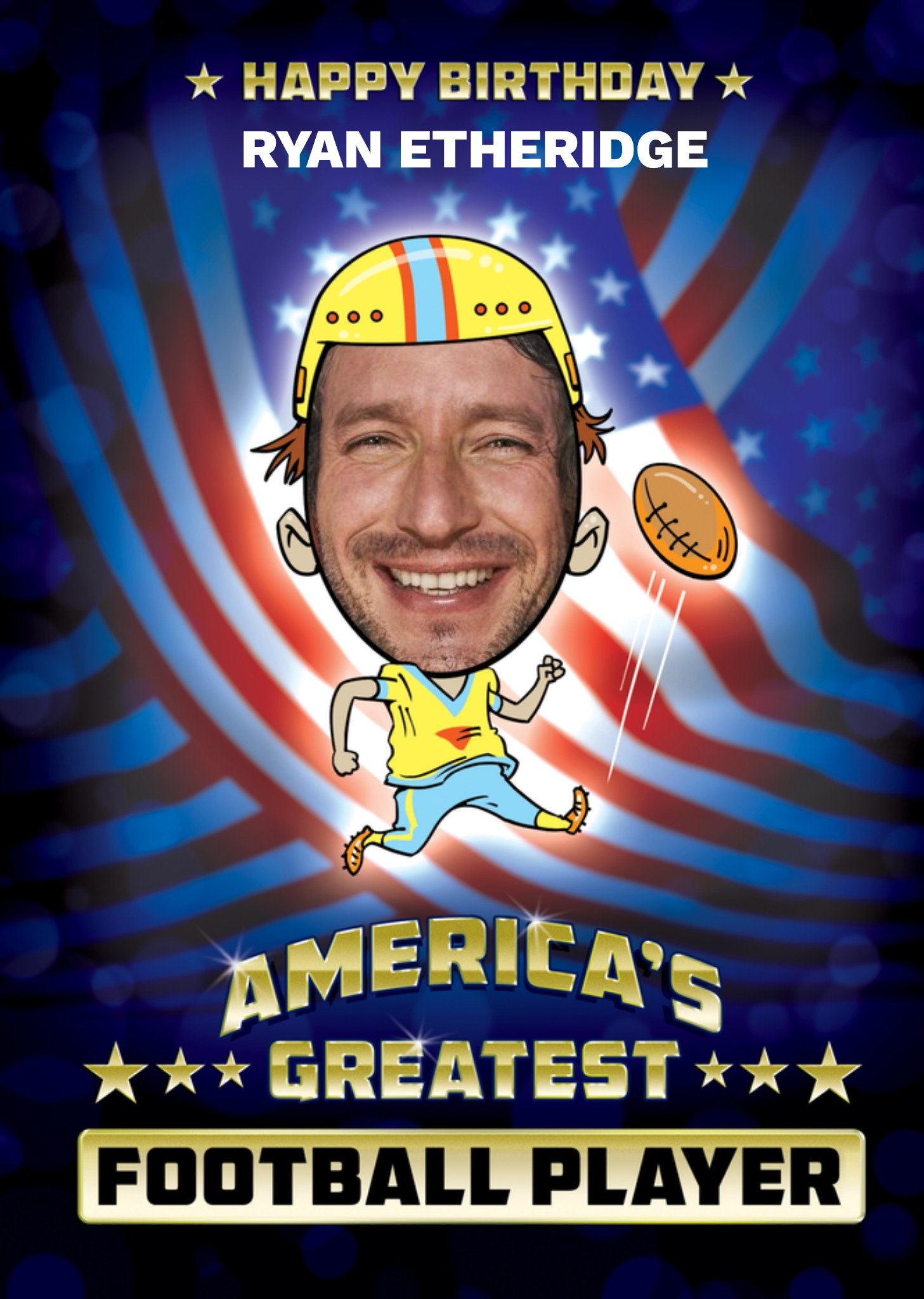 Moonpig Sports American Football Player Photo Upload Card