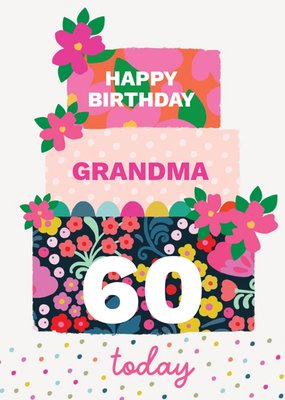 Sweet Trendy Arty Cake Floral Milestone Birthday Card