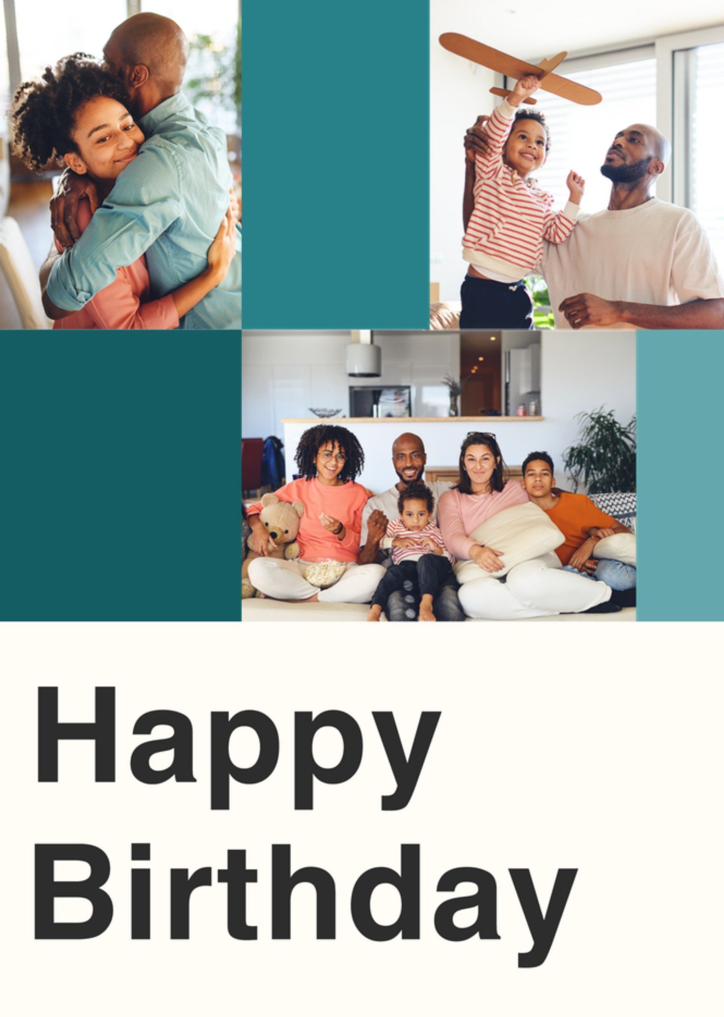 Moonpig Bold Teal Block Multi Colour Photo Upload Birthday Card