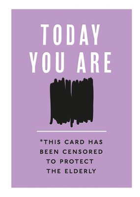 Simple Purple Typographic Funny Censored Birthday Card