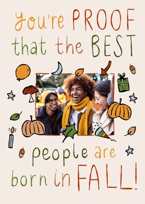 Best People Are Born In Fall Illustrated Photo Upload Birthday Card