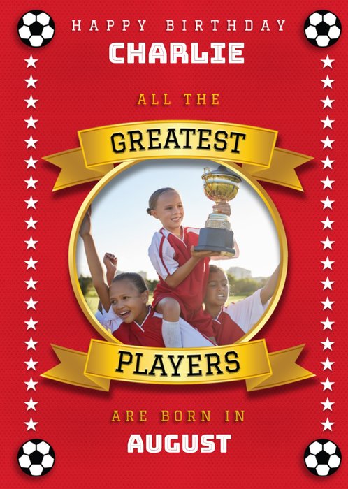 Football Legends Photo Upload Birthday Card