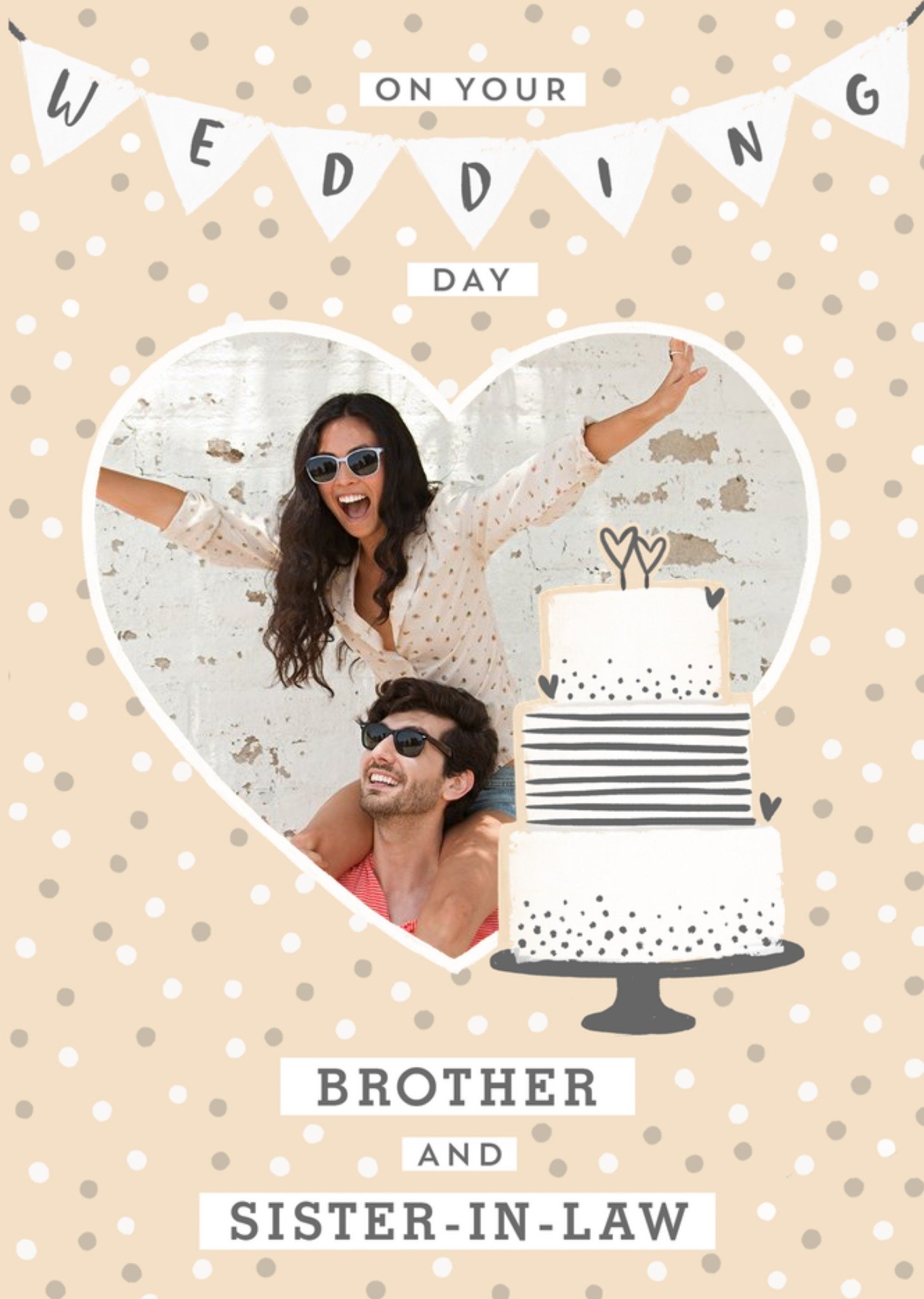 Moonpig Cute Illustrated Polka Dot Photo Upload Wedding Day Card