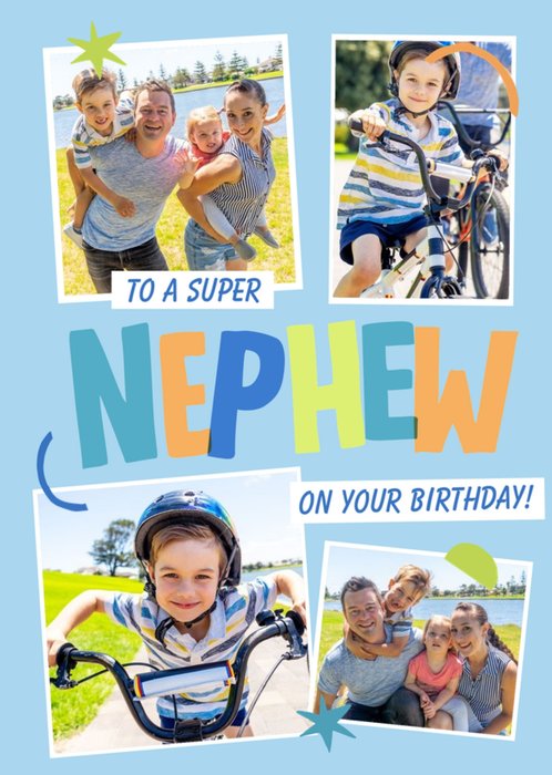 Typographic Photo Upload To A Super Nephew On Your Birthday Card