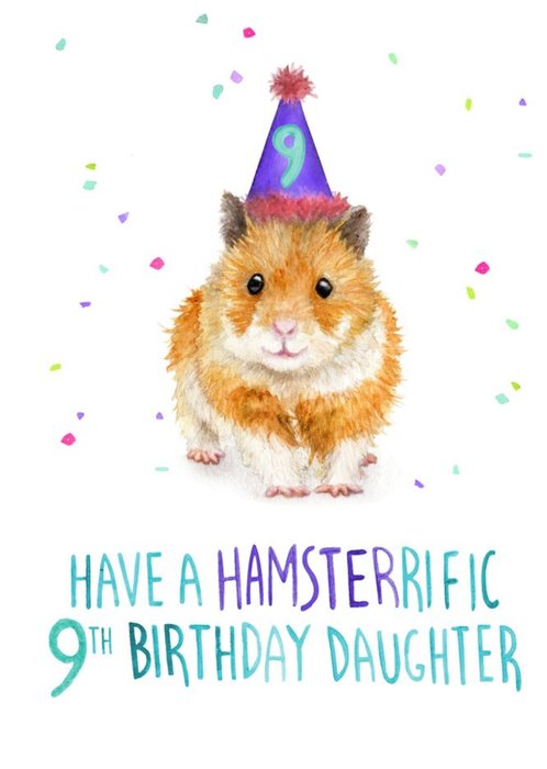 Cute Have A Hamsterrific 9th Birthday Card