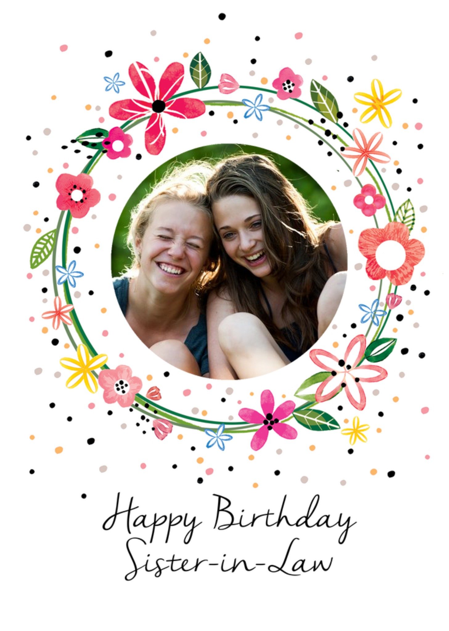 Moonpig Floral Wreath Personalised Happy Birthday Sister-In-Law
