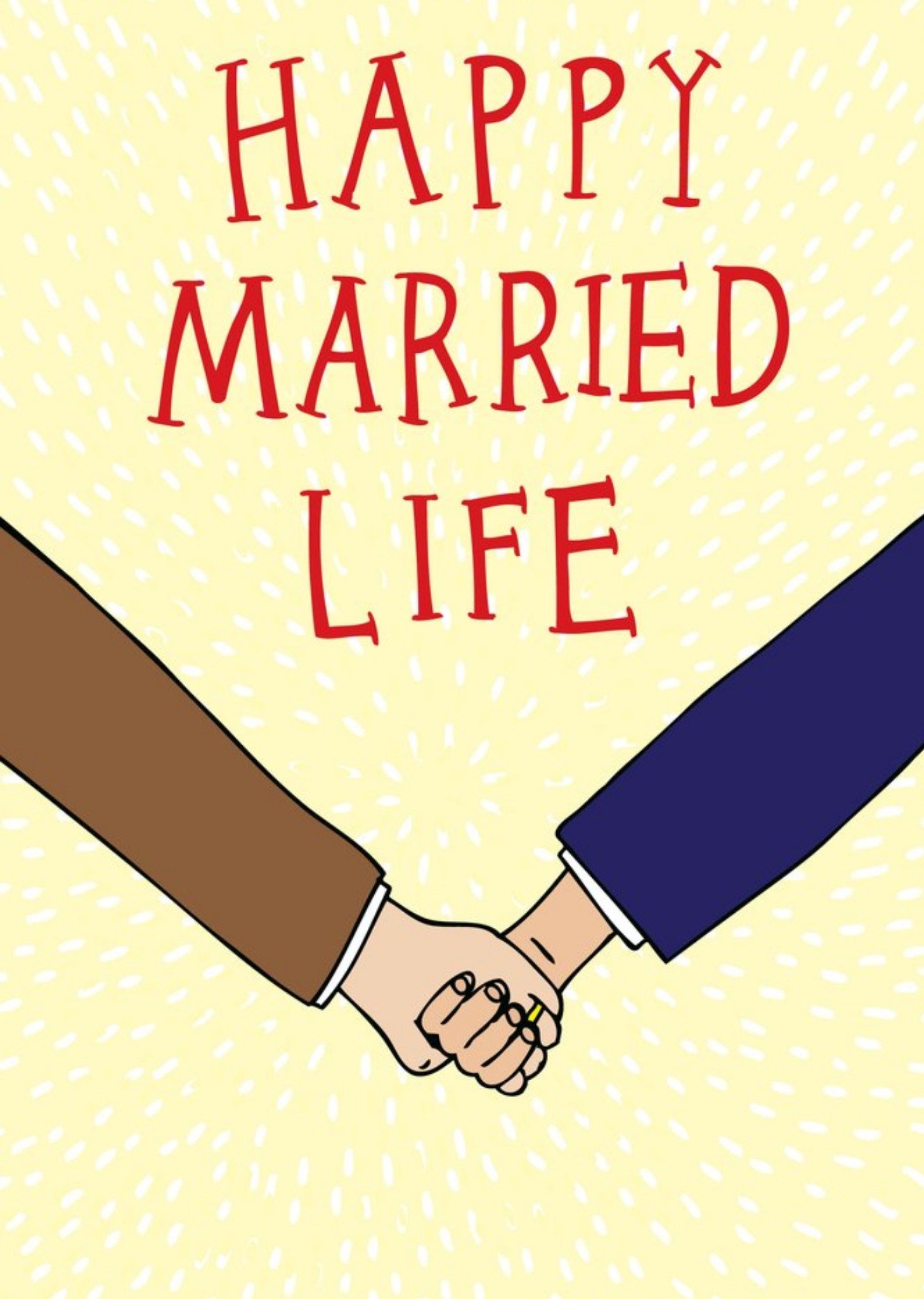 Moonpig Illustration Of A Couple Holding Hands Happy Married Life Wedding Card