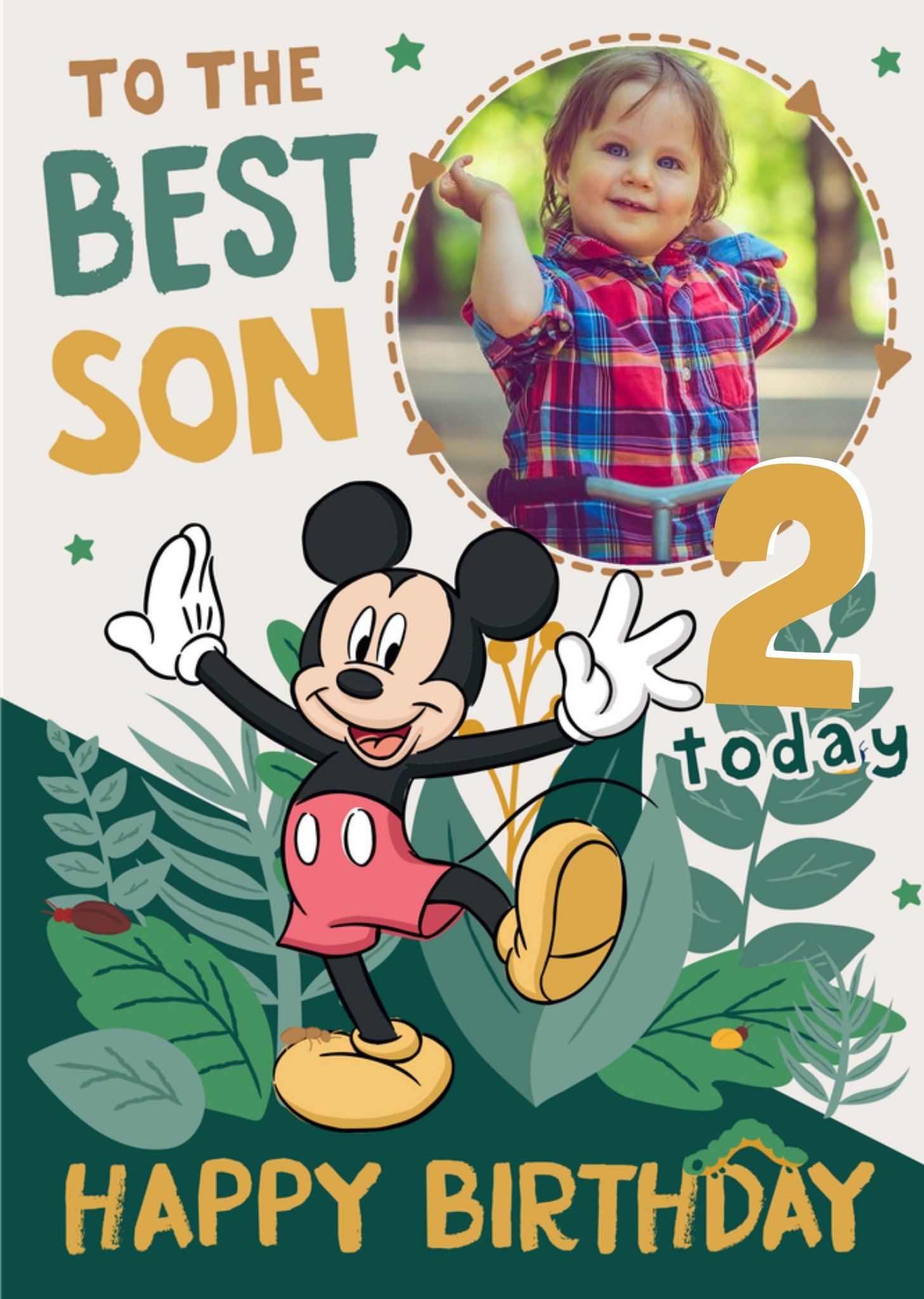 Disney Mickey Mouse Photo Upload 2nd Birthday Card To The Best Son