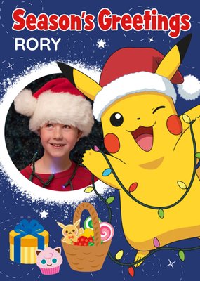 Pokemon Characters Season's Greetings Photo Upload Card