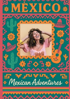 Mexican Motifs Fun Photo Upload Card