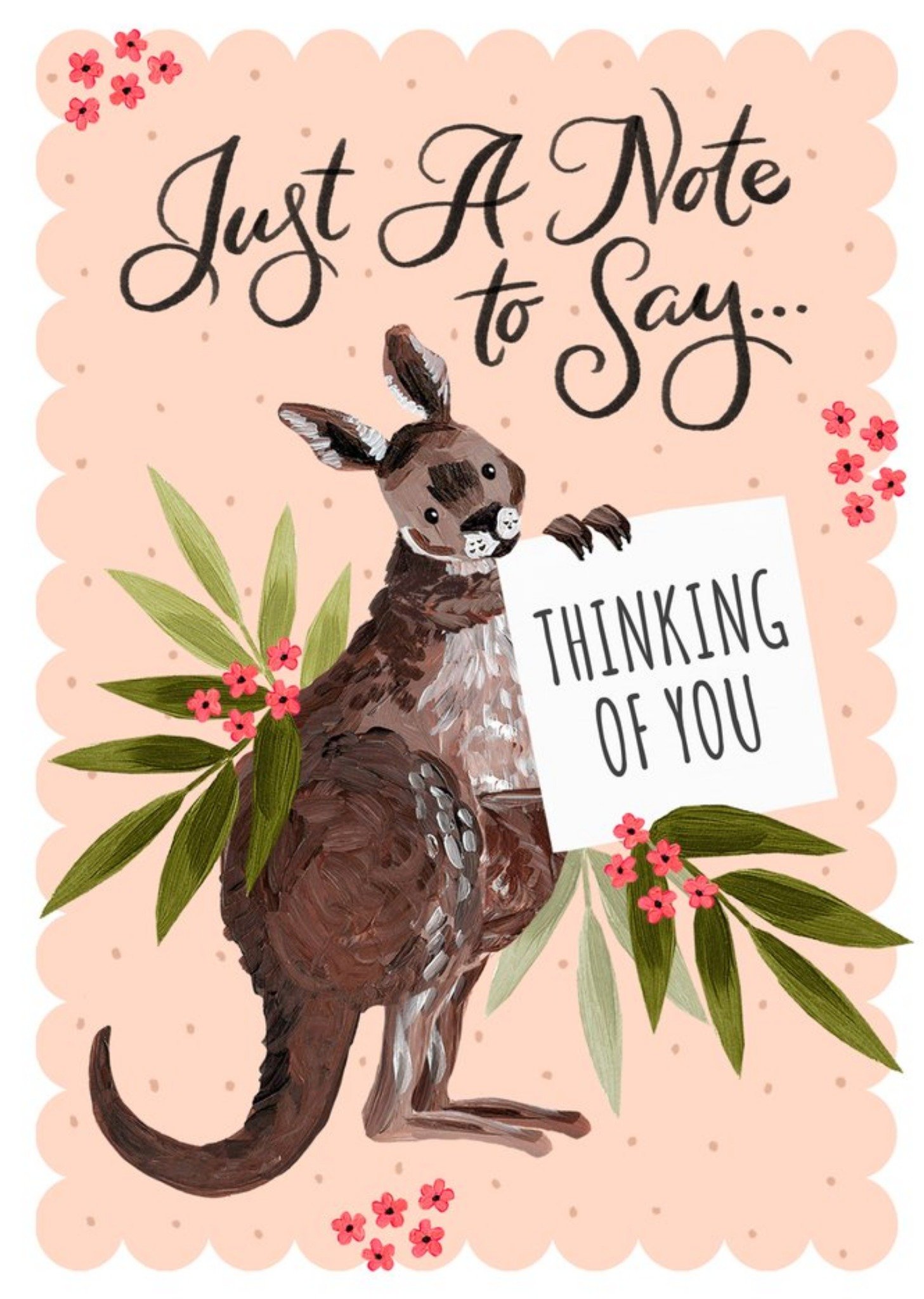 Moonpig Okey Dokey Design Illustrated Kangaroo Australia Just A Note Female Card