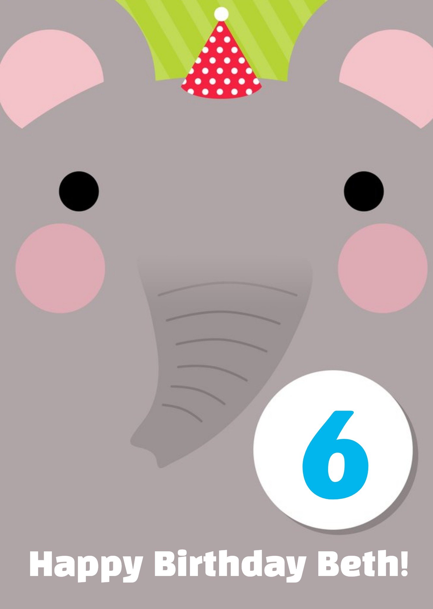 Moonpig Cartoon Elephant Happy 6th Birthday Card