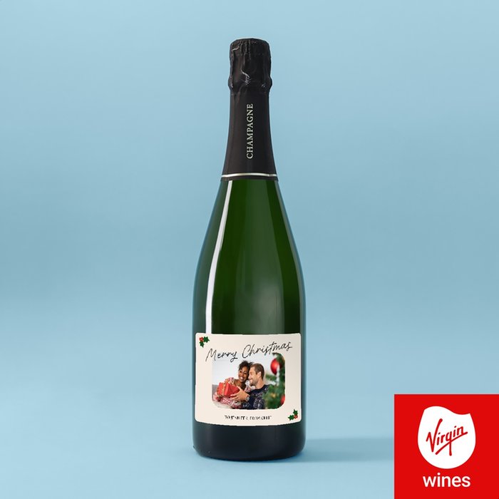 Personalised Merry Christmas Photo Upload Champagne
