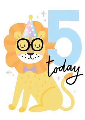 Five Today Tiger In Party Hat Card