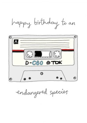 Cassette Tape Music Humour Old Illustration Retro Birthday Card